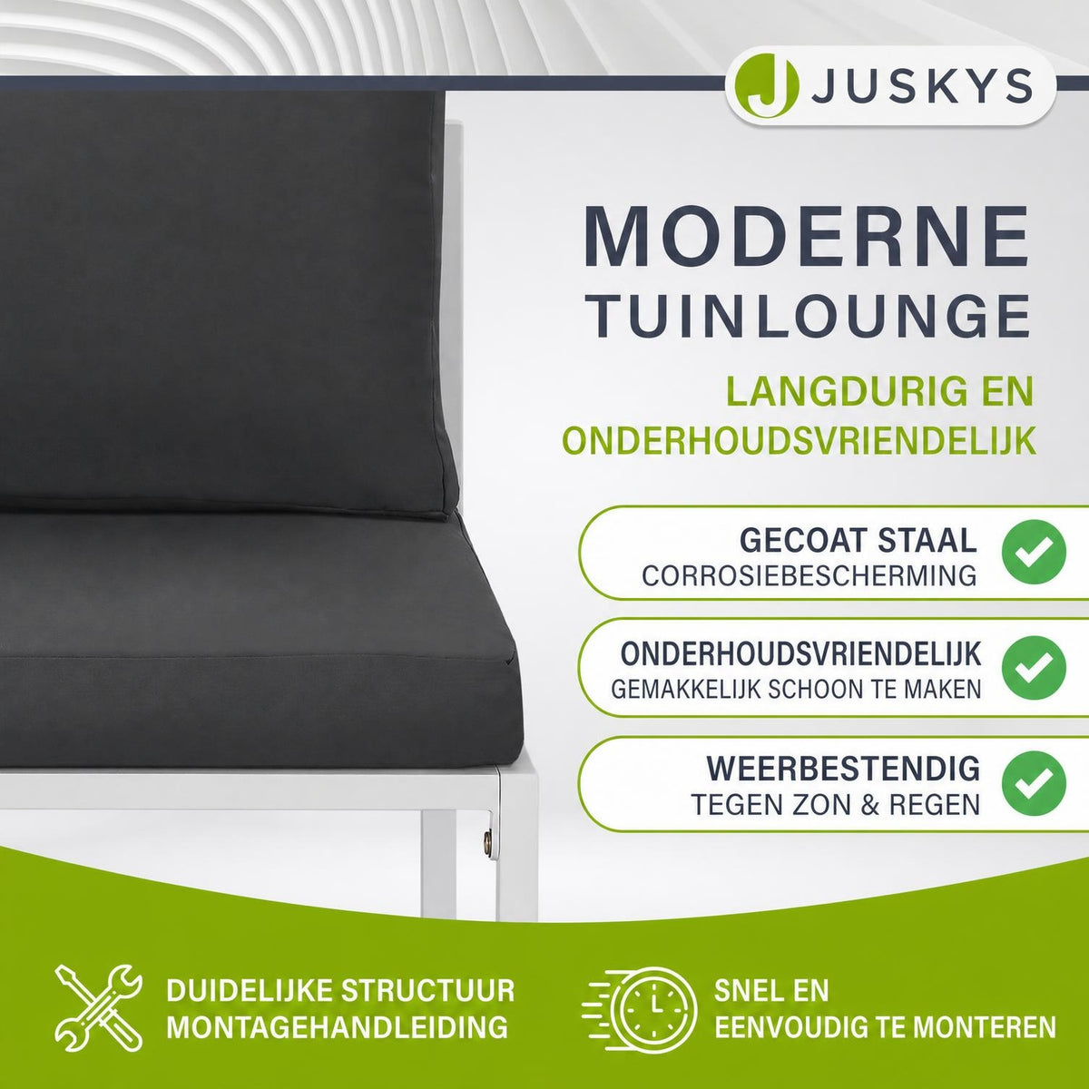 Wicker loungeset Bari – 5-delig voor 2 personen, grijs