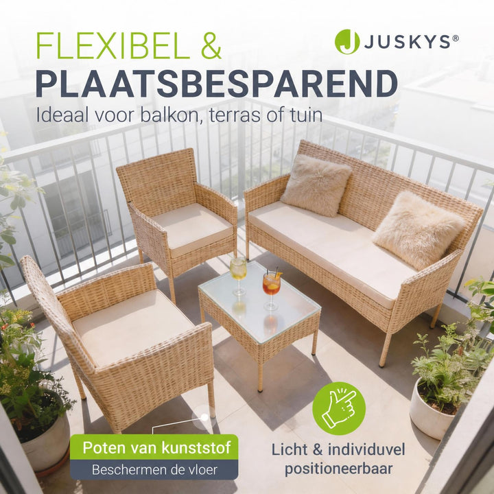 Wicker tuinset Fort Myers – 4 personen, 4-delig met tafel