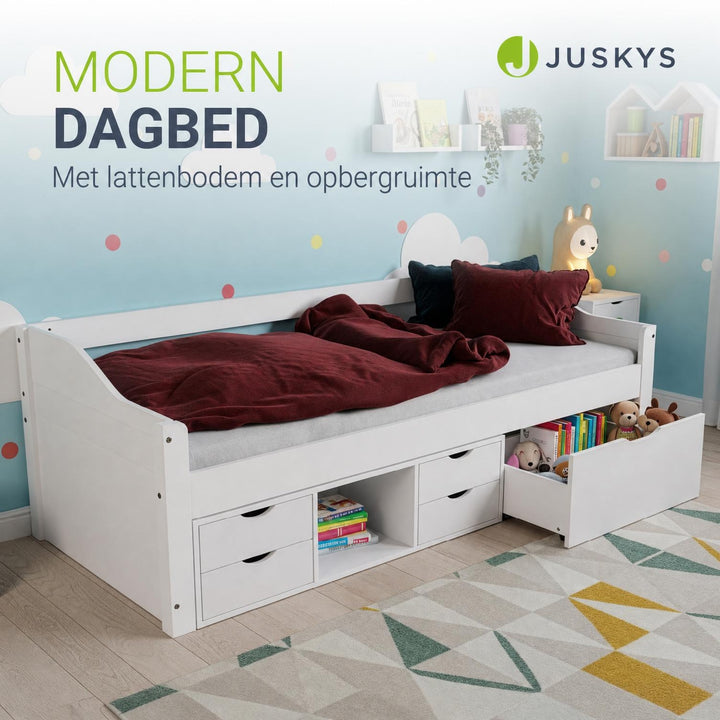Opbergbed Nalu – 90x200 cm, 5 lades en lattenbodem