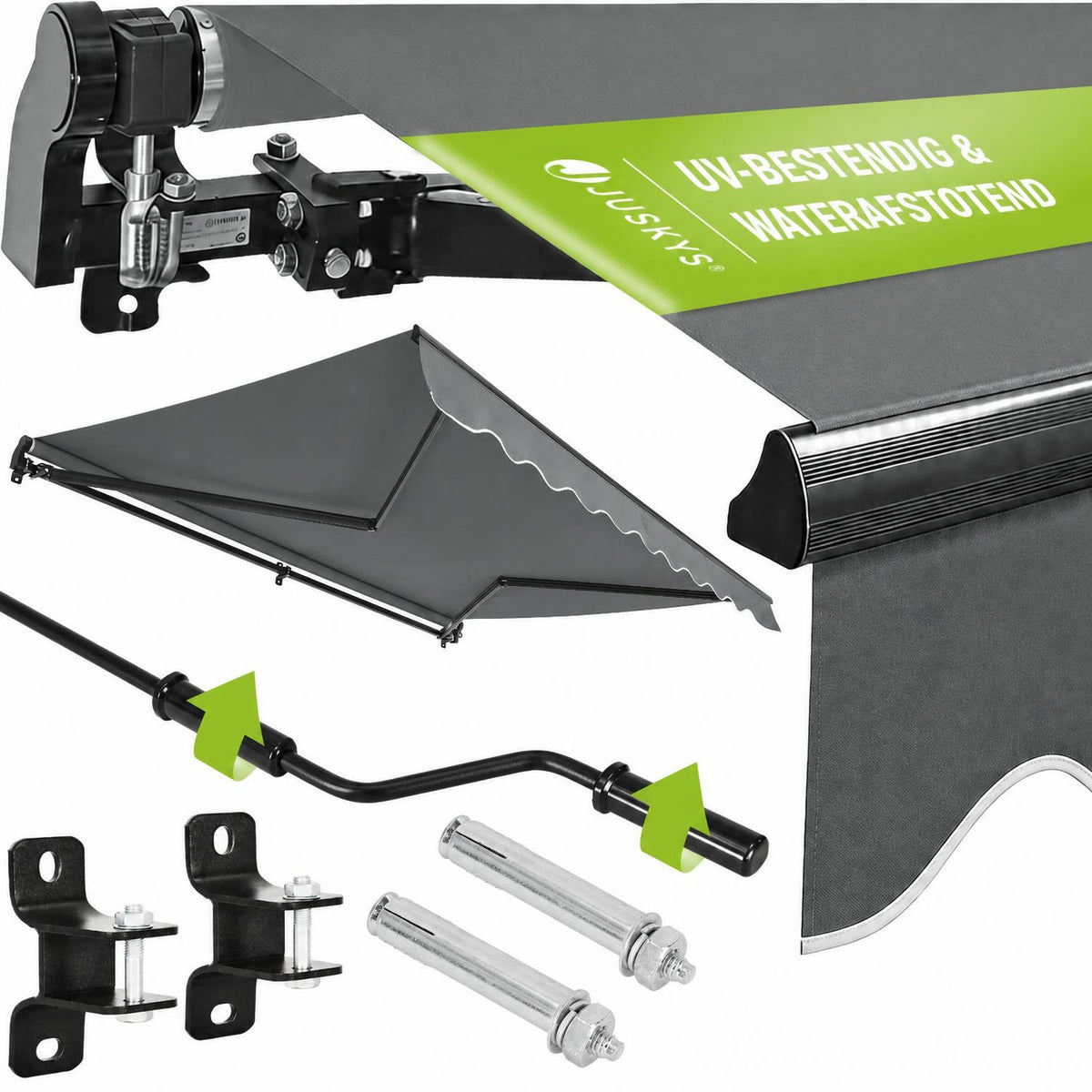 Knikarmscherm met zwengel – 250x200 tot 400x300 cm