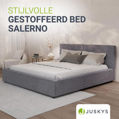 Gestoffeerd bed Salerno 180x200 cm – ribstof, beige