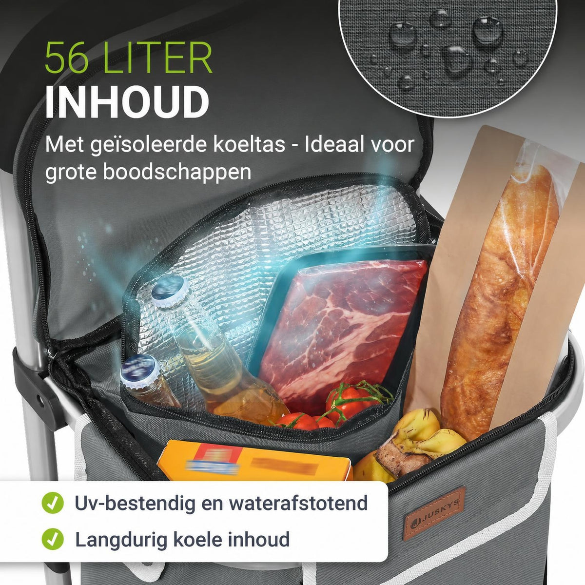 Boodschappentrolley met trapwielen – 56 liter, tot 30 kg