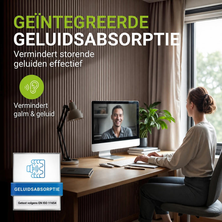 Akoestische wandpanelen houtlook set van 4
