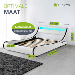 Gestoffeerd bed Valencia 140x200 cm – kunstleer met LED