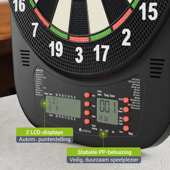 Elektronisch dartbord – 32 spellen, tot 8 spelers, 18 pijlen
