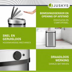 Sensor prullenbak 50 liter – rechthoekig, automatisch deksel