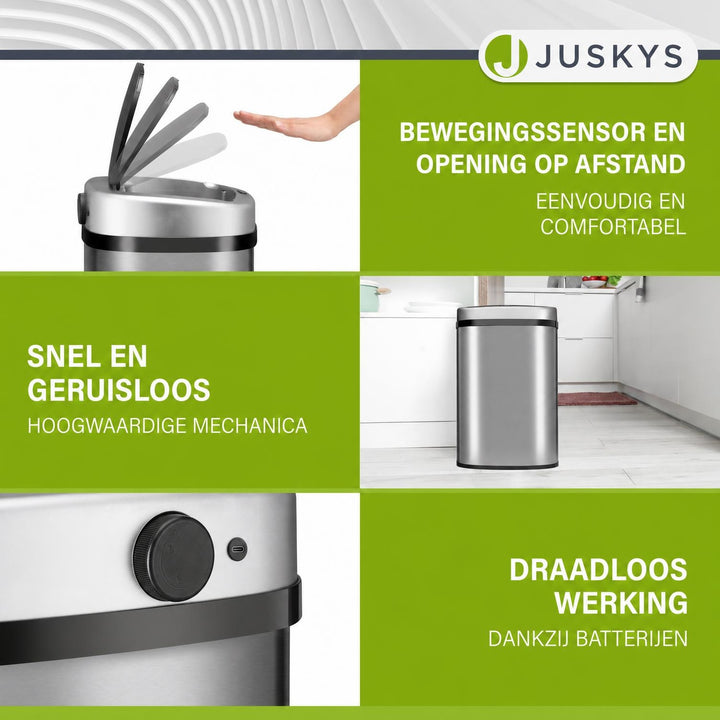 Sensor prullenbak 50 liter – rechthoekig, automatisch deksel