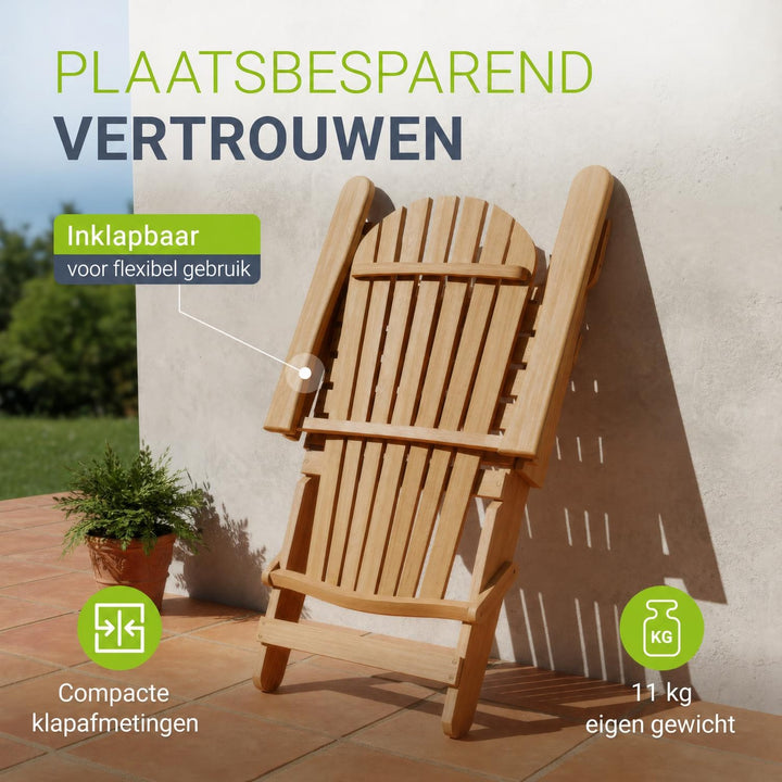 Ligstoel Korfu – inklapbaar acaciahout, 85x69x94 cm