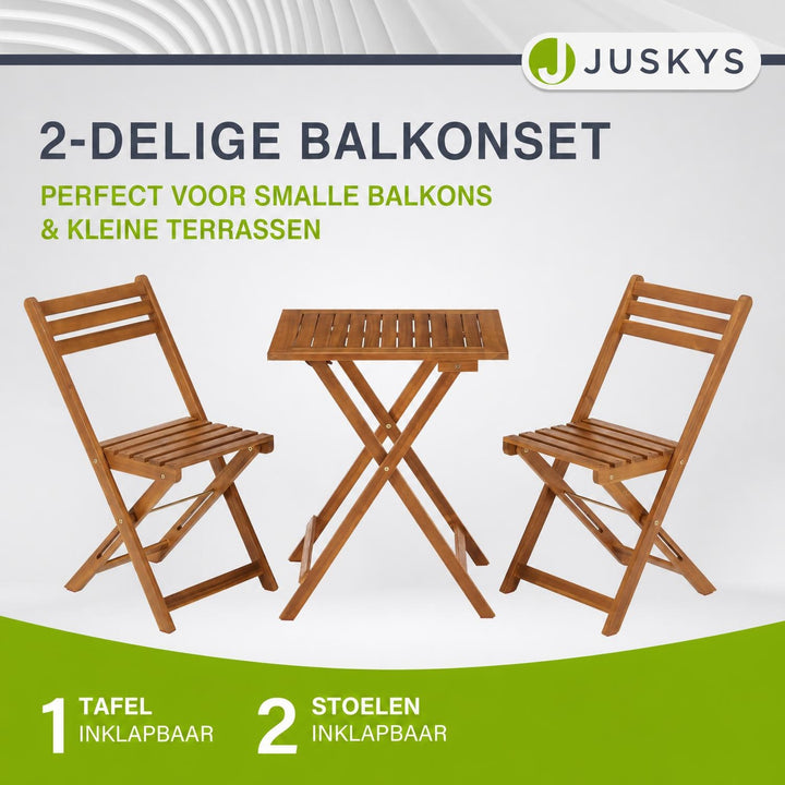 Balkonset Bala – 3-delig acaciahout, tafel en 2 stoelen