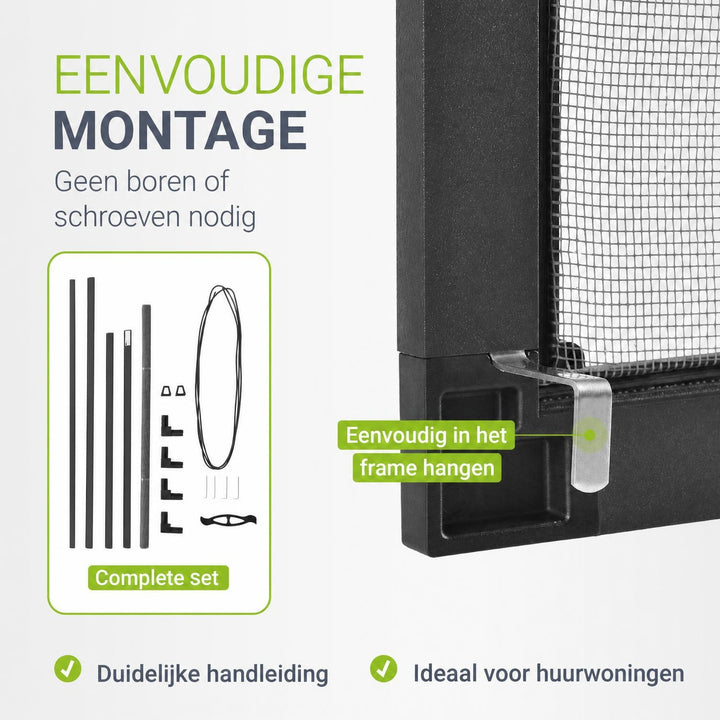 Raamhor met aluminium frame – insectenhor zonder boren
