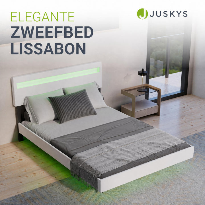 Zwevend bed Lissabon 140x200 cm – kunstleerlook met LED