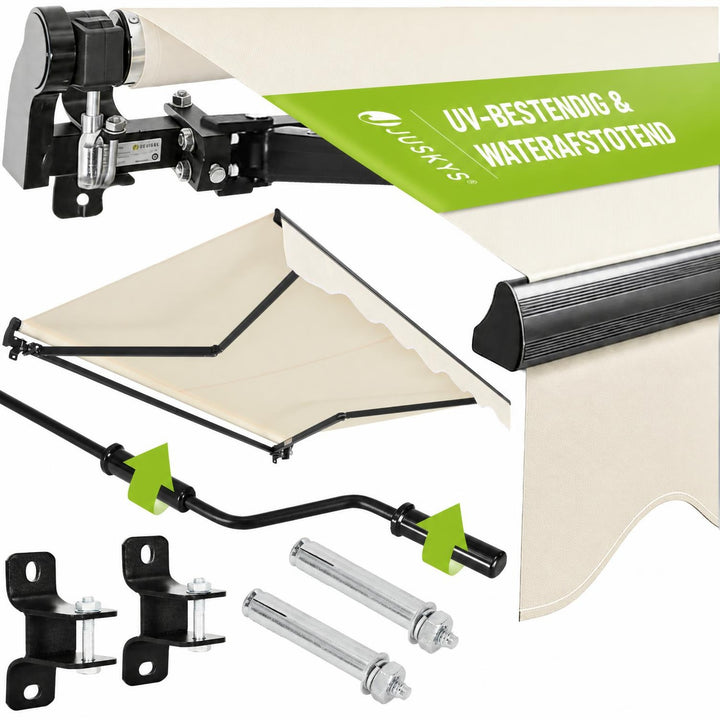 Knikarmscherm met zwengel – 250x200 tot 400x300 cm