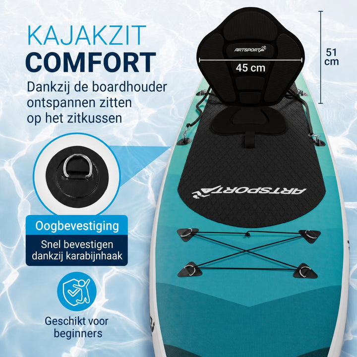 Supboard Beach Rocker – opblaasbaar met kajakzitting, tot 150 kg