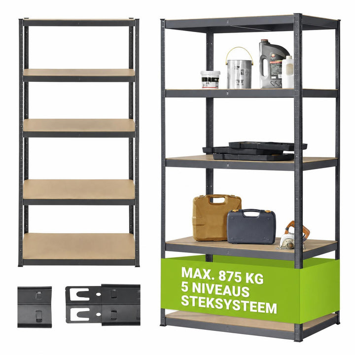 Metalen stellingkast Basic – 200x100x60 cm, 5 legplanken