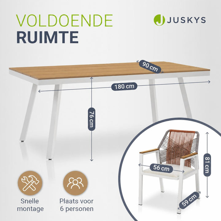 Tuinset Costa Rica – 6 personen, eettafel met 6 stoelen