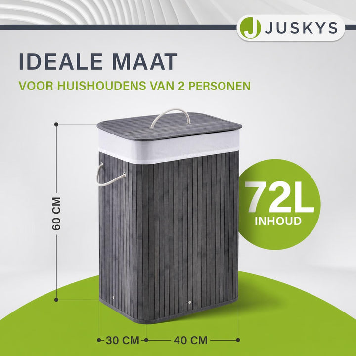 Bamboe wasmand Curly – 72 liter, met deksel en waszak