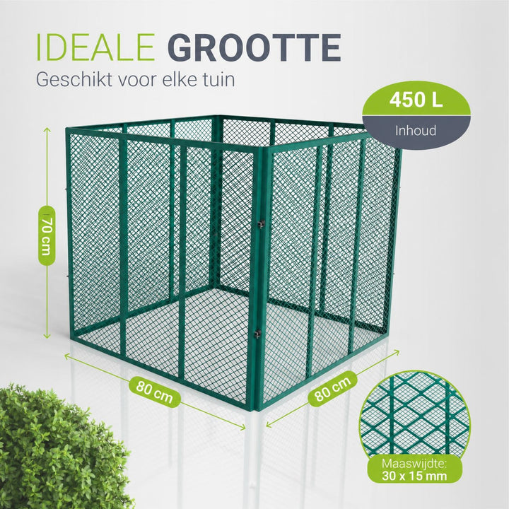 Metalen compostbak – 450 of 800 liter, voor tuin- en keukenafval