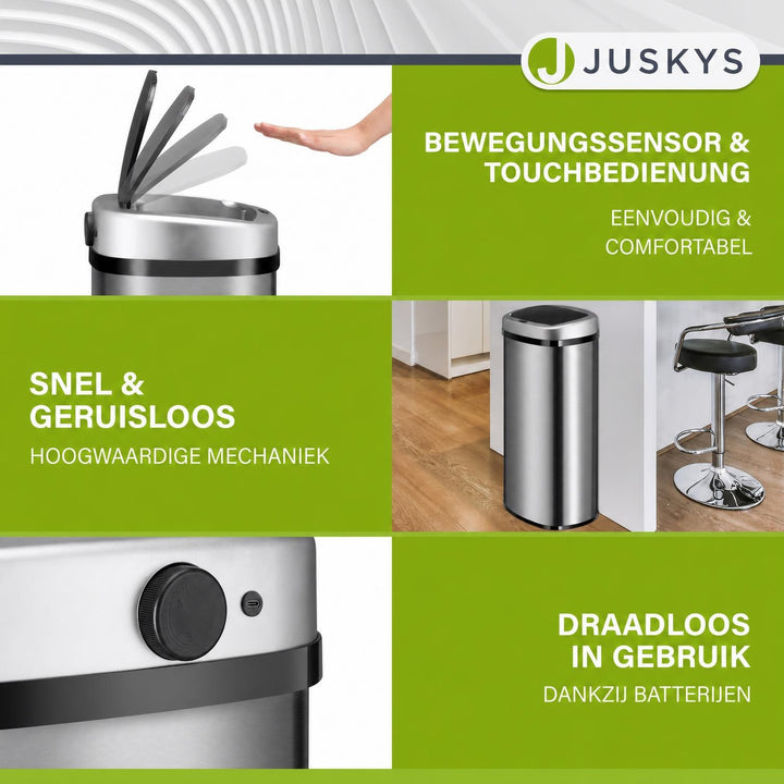 Sensor prullenbak 50 liter – rechthoekig, automatisch deksel