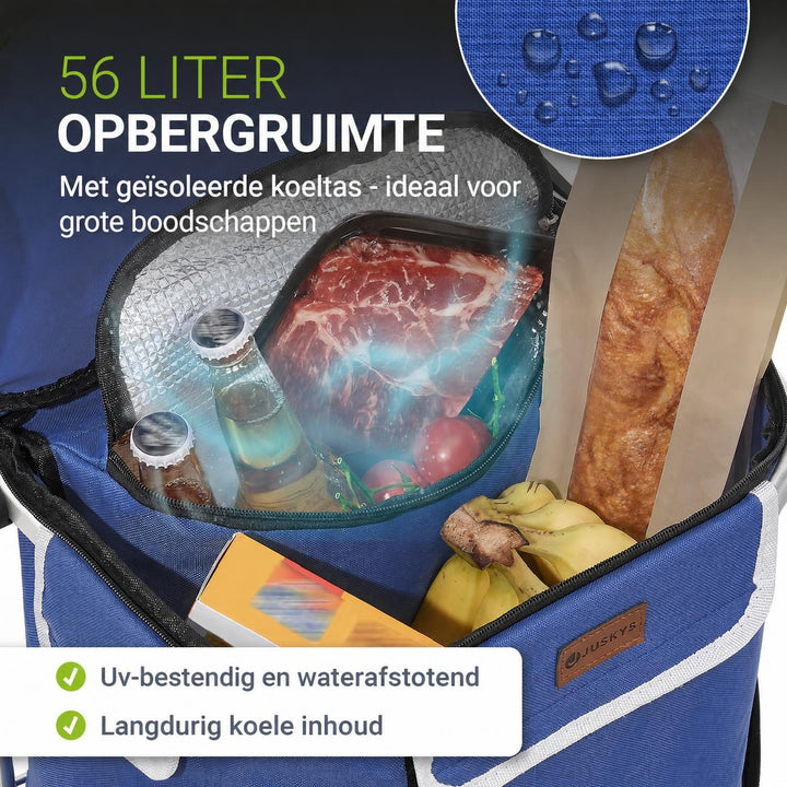Boodschappentrolley 3-in-1 – 56 liter, draagvermogen 30 kg