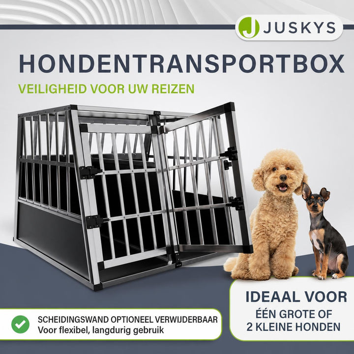 Hondenbench voor in de auto – aluminium, maat M met ventilatie