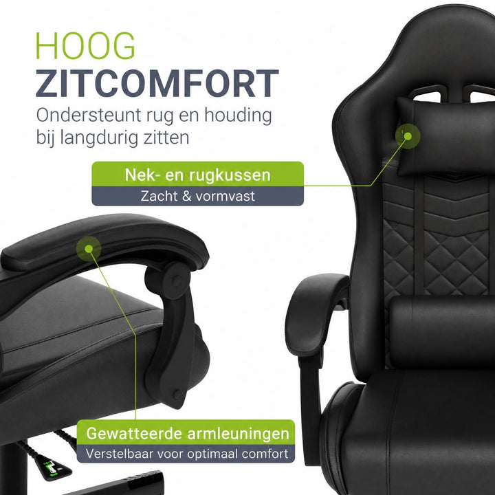 Gamestoel HyperSeat – kunstleer, verstelbare rugleuning, 120 kg