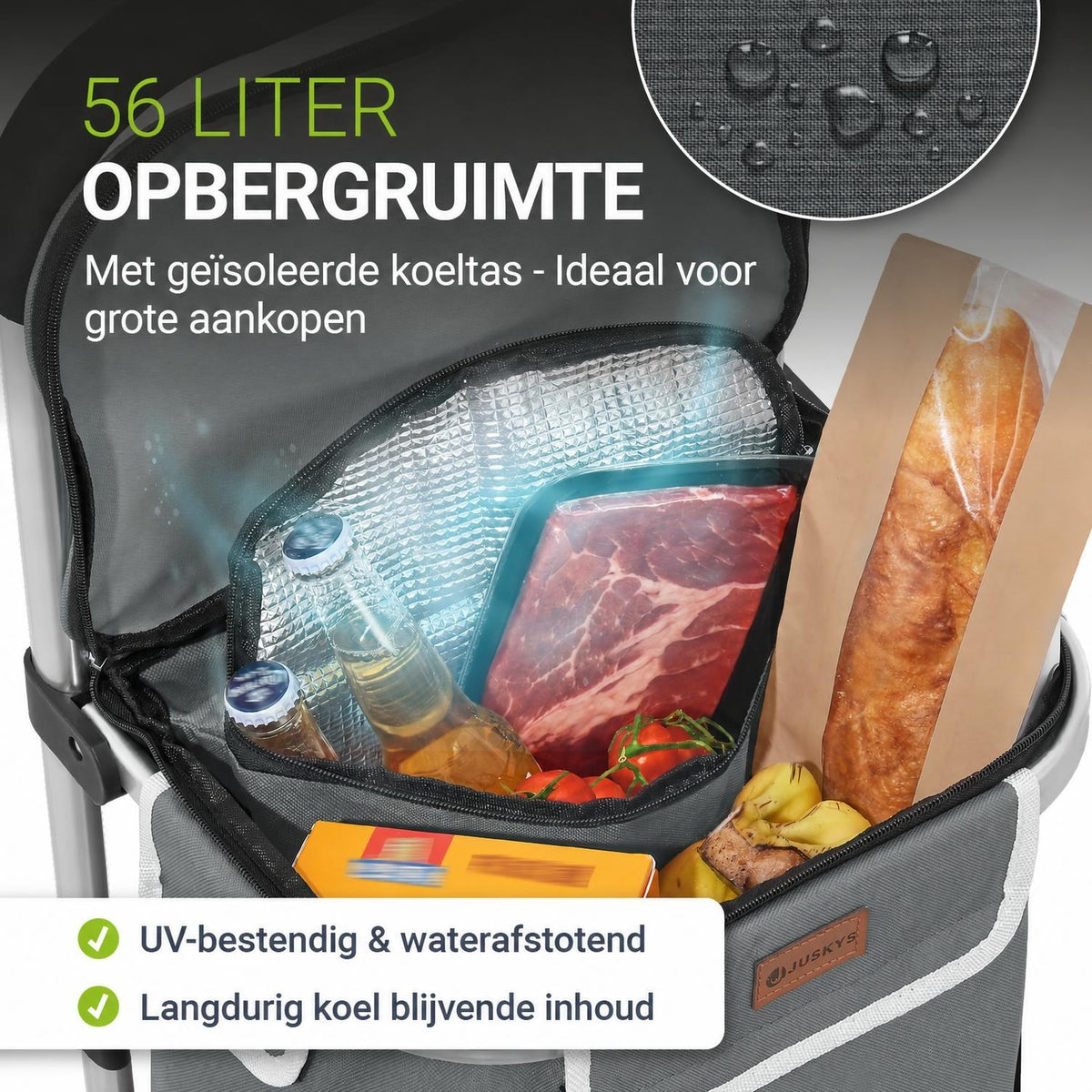 Boodschappentrolley 3-in-1 – 56 liter, draagvermogen 30 kg
