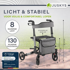 Rollator Vital van aluminium – inklapbaar, met zitje, tot 130 kg