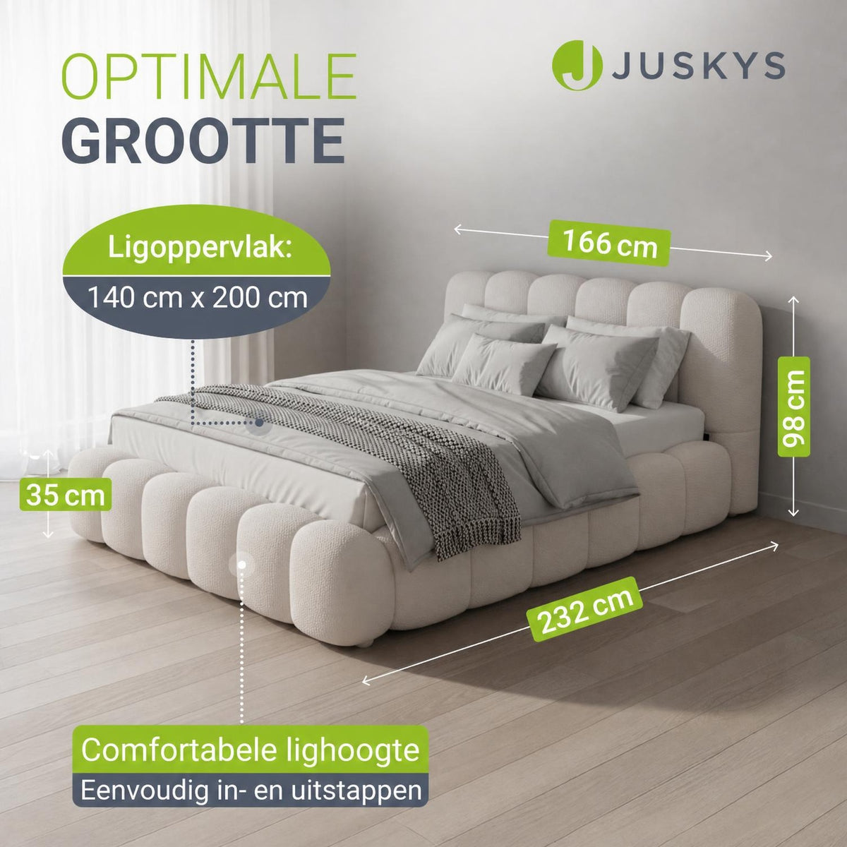 Gestoffeerd bed Catania 180x200 cm – bouclé met lattenbodem