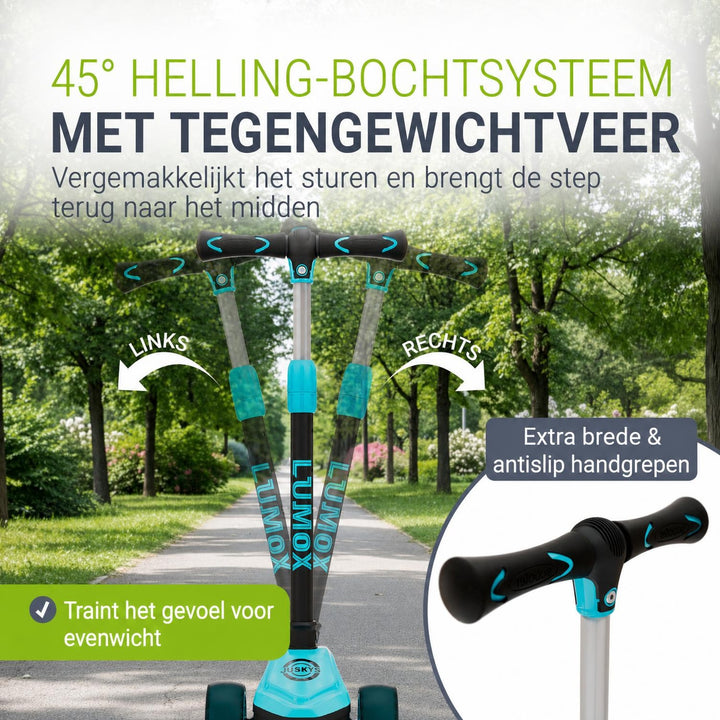 Kinderstep Lumox – LED-wielen, verstelbaar stuur, inklapbaar