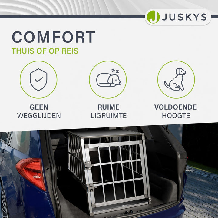 Hondenbench voor in de auto – aluminium, maat M met ventilatie
