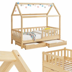 Kinderbed Marli 90x200 cm met bedlade – huisbed, wit