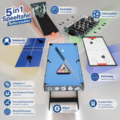 Speeltafel Ballzauber 5-in-1 – biljart, tafeltennis en meer