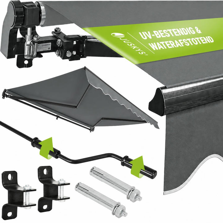 Knikarmscherm met zwengel – 250x200 tot 400x300 cm