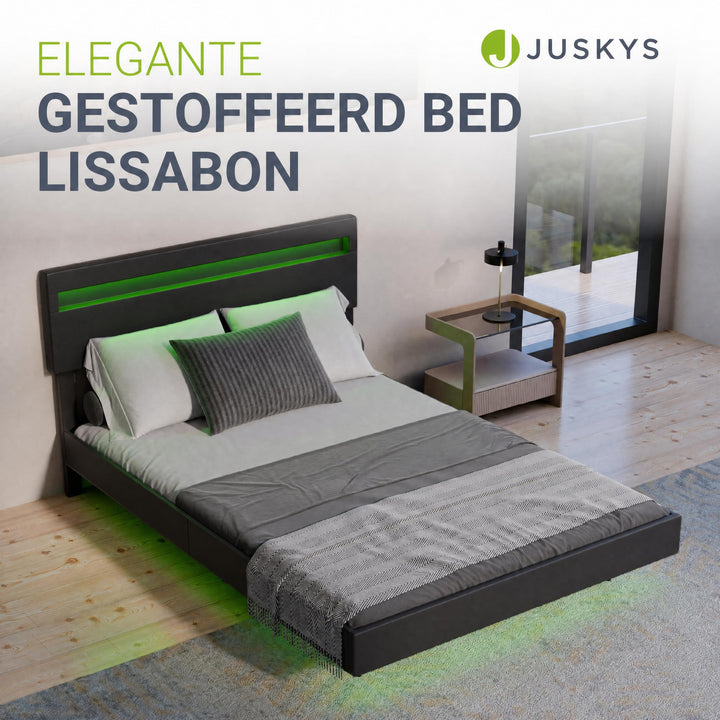 Zwevend bed Lissabon 140x200 cm – kunstleerlook met LED