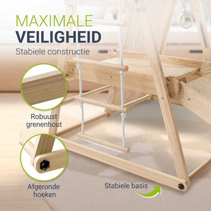 Indoor klimrek voor kinderen – met glijbaan, klimwand en ringen