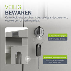 Metalen archiefkast – afsluitbaar, 3 verstelbare legplanken
