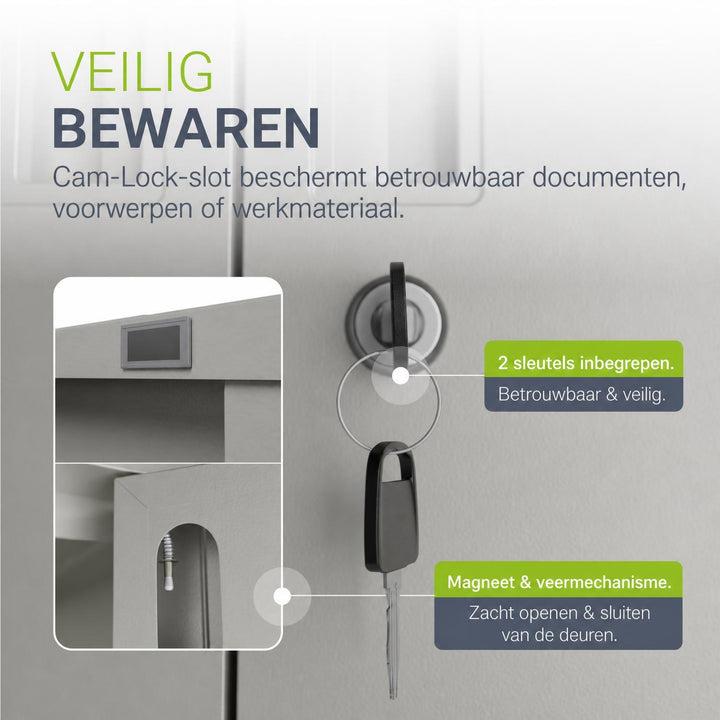 Metalen archiefkast – afsluitbaar, 3 verstelbare legplanken