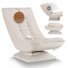 Relaxfauteuil Korsika van ribstof – 360° draaibaar, beige