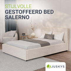 Gestoffeerd bed Salerno 180x200 cm – ribstof, beige
