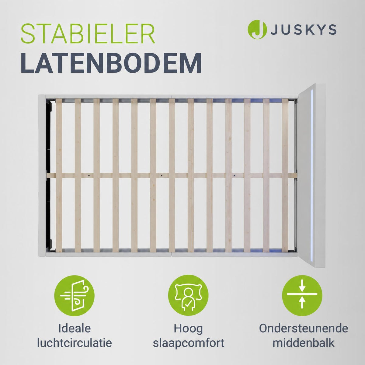 Gestoffeerd bed Paris 140x200 cm – wit, met LED en lattenbodem