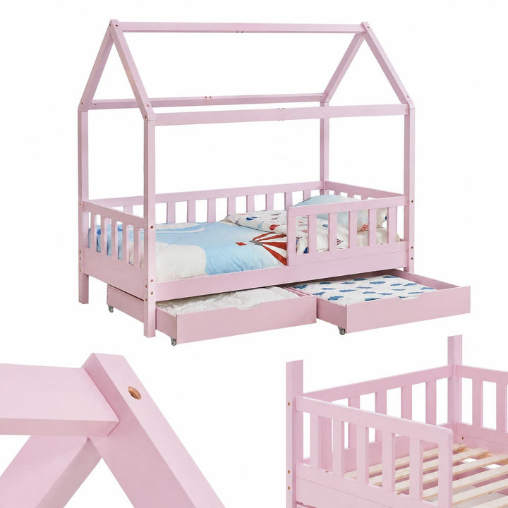 Kinderbed Marli 90x200 cm met bedlade – huisbed, wit