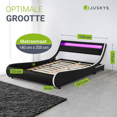 Gestoffeerd bed Valencia 140x200 cm – kunstleer met LED