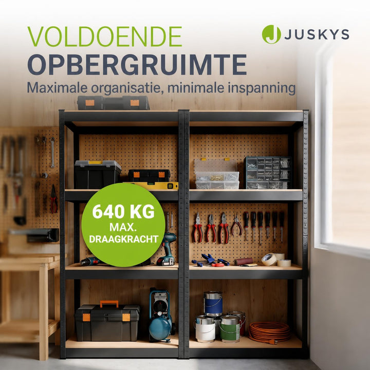 Metalen stellingkast Easy set van 2 – 160x80x40 cm, 8 planken