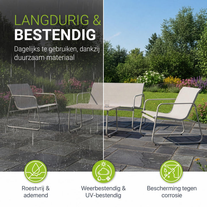 Loungeset Genua – 4-delig met 2-zitsbank, stoelen en tafel