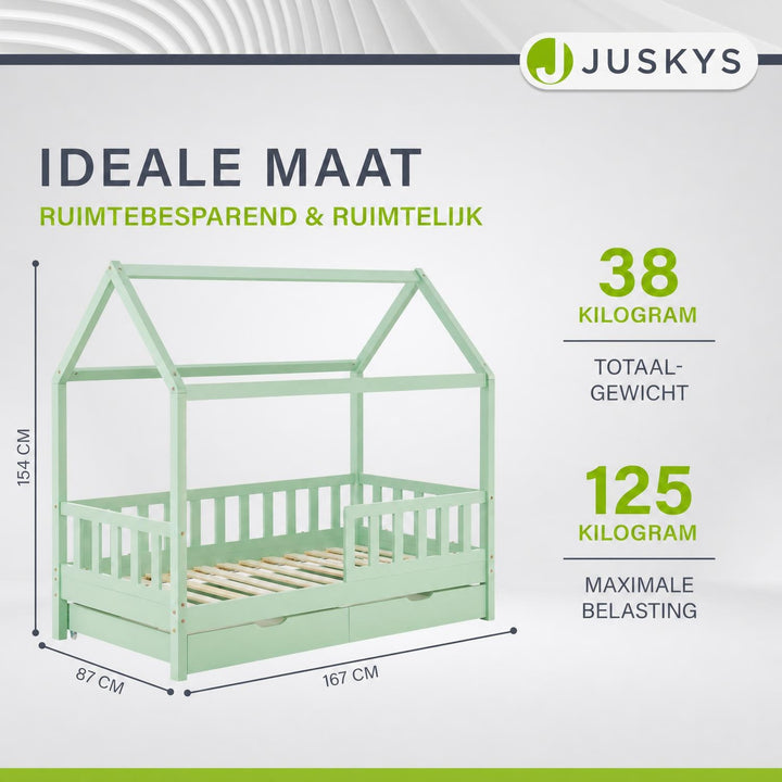 Kinderbed Marli 80x160 cm met bedlade – huisbed, wit