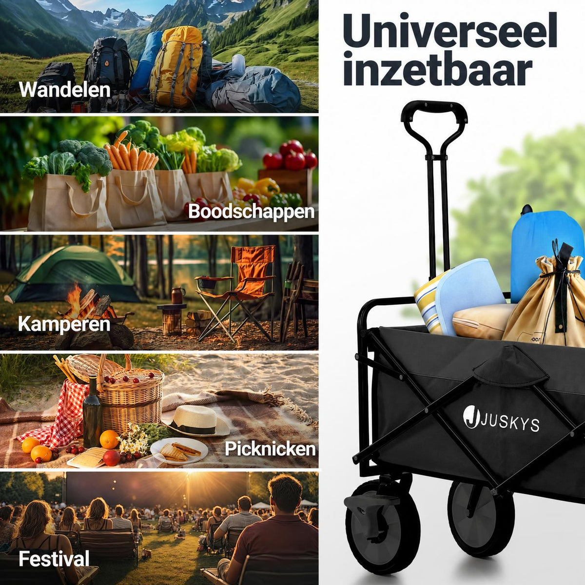 Bolderkar opvouwbaar – belastbaar tot 100 kg, in 4 kleuren