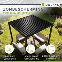 Pergola Tahiti 3 x 3 m met 2 zijwanden