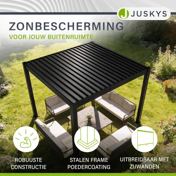 Pergola Tahiti 3 x 3 m met 2 zijwanden