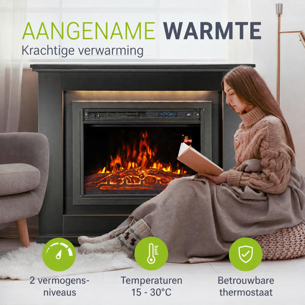 Elektrische haard met verwarming