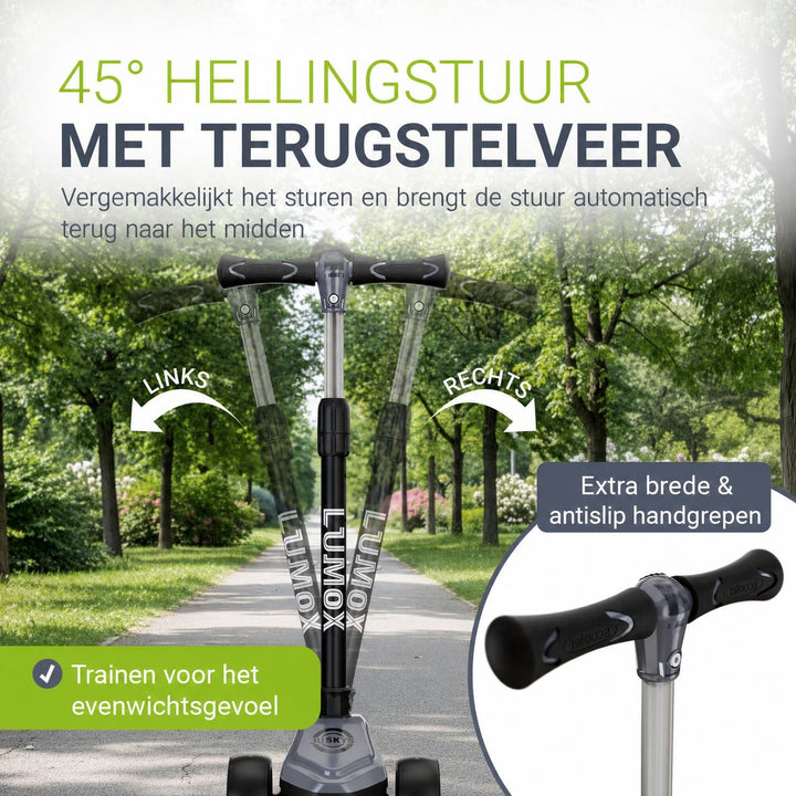 Kinderstep Lumox – LED-wielen, verstelbaar stuur, inklapbaar